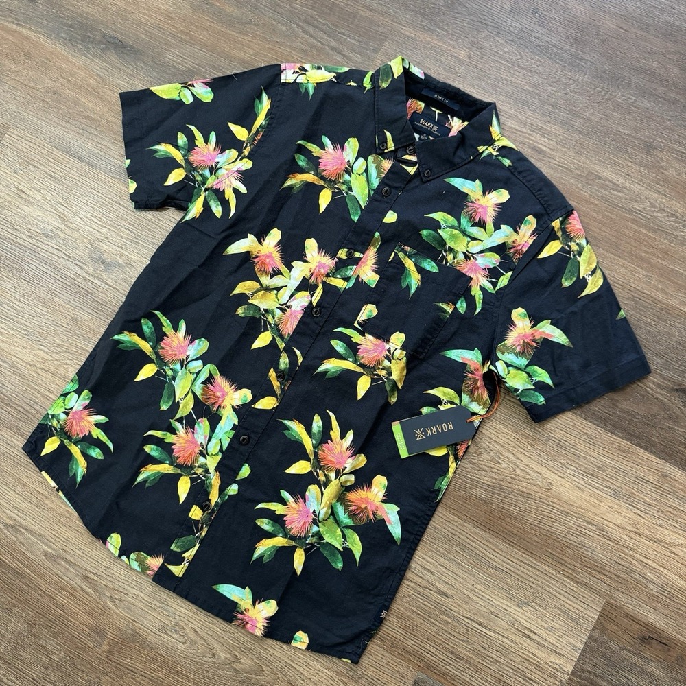 Roark Scholar La Selva Floral AOP Shirt Sz‎ S Nature Camp Outdoors